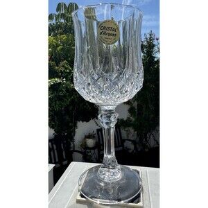 Cristal d’Arques Longchamp Wine Glass Set 6 France Lead Crystal Vintage Barware